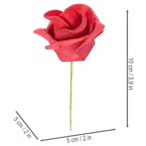 daiktų Dirbtinė raudona rožė su koteliu, 5 cm, 100 vnt.