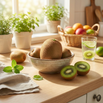 daiktų Kivi dirbtinis tikroviškas dekoratyvinis vaisius 7,5 cm