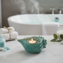 daiktų Arbatinės žvakutės laikiklis, kriauklės formos, dekoratyvinė stalo žvakė, vonios kambarys, svetainė, 16 cm