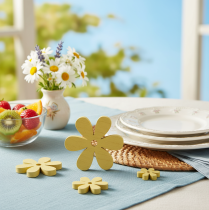 daiktų Taškinė apdaila Mediena Geltonos Gėlės Vasaros Stalo puošmena Ø2–6cm 20 vnt