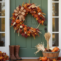 daiktų Boho metalinis dekoratyvinis žiedas, sidabrinis, Ø28cm su natūralia rafija, 4 vnt. rinkinys - pakabinama dekoracija, sienos dekoracija