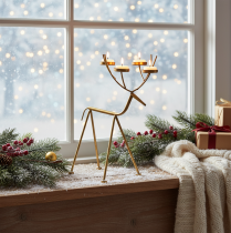 daiktų Arbatos laikiklis metalinė elnio dekoratyvinė žvakidė H44,5cm