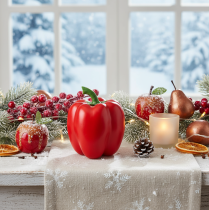daiktų Dekoratyvinė daržovių paprika, raudona, maistinė replika, H10cm