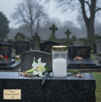 daiktų Kapų žvakės, baltos ir auksinės, Ø5,5 cm, aukštis11,5 cm, 24 valandos, 12 vnt.