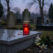 daiktų Kapo žvakė rudeninei kapo puošmenai Visų Šventųjų dienai ir Mirusiųjų sekmadieniui, 13 cm, 8 vnt.