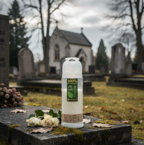 daiktų Kapinės žvakė balta savaitinė degikliukė ICP kompostuojama, aukštis 24 cm