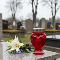 daiktų Kapo žvakės raudonos širdies gedulo šviesa atminimo lemputė 9×8×15cm 24h 4 vnt