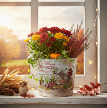 daiktų Apvalus metalinis sodintuvas/gėlių vazonas Fresh Garden H21cm