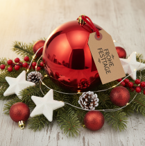 daiktų Didelis raudonas plastikinis kalėdinis žaisliukas, Ø25 cm