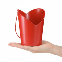 daiktų Metalinis vazonas su širdies formos dekoracija ir rankena, raudonas, Ø12cm, aukštis 15/9cm