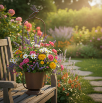 daiktų Vintažinis vazonas su grotelėmis, laumžirgio raštas, metalinis, Ø16/A62cm