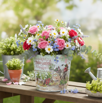 daiktų Maži metaliniai gėlių vazonai, spalvoti, „Fresh Garden“, 16 cm aukščio, 2 vnt.