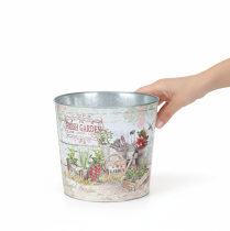 daiktų Apvalus metalinis sodintuvas/gėlių vazonas Fresh Garden H21cm