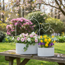 daiktų Dekoratyvinis ovalus metalinis dubuo su širdele, baltas, 20/16 cm, 2 vnt. rinkinys