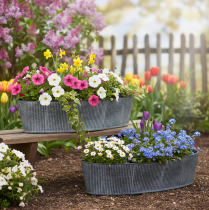 daiktų Ovalus metalinis dubuo, juodas/pilkas, vintažinio stiliaus, 32,5/37 cm, 2 vnt. rinkinys