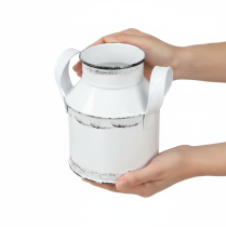 daiktų Dekoratyvinis metalinis ąsotis su rankenėlėmis, baltas ir juodas, 13 cm aukščio, 2 vnt.