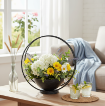 daiktų Dubuo su kojele, dekoratyvinis žiedas, metalinis, antracito spalvos, aukštis 29 cm, 2 vnt.