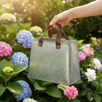 daiktų Dekoratyvinis maišelis, sidabro spalvos, baltas, rudas, metalinis, vazonas, I22 cm, 2 vnt.