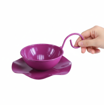 daiktų Dekoratyvinis metalinis arbatos puodelis ant lėkštutės, violetinis, Ø11,5 cm, A8 cm, 2 vnt.