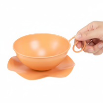 daiktų Dekoratyvinis puodelis Ø16cm H9cm su metaline lėkštute, oranžinis, 2 vnt.