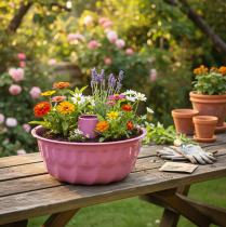 daiktų Metalinis dekoratyvinis dubuo, kepimo forma, Bundt torto forma, rožinė, Ø23cm, aukštis12cm