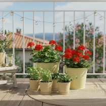 daiktų Metalinis kibiro formos gėlių vazonas su rankena, žalias/geltonas, 20x17,5x16 cm, 2 vnt.