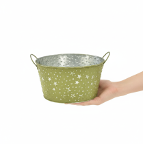 daiktų Metalinis dubuo su žvaigždutėmis ir rankenėlėmis, žalias, Ø20cm, aukštis11.5cm