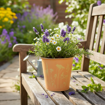 daiktų Metalinis gėlių vazonas, persikų geltonumo, Ø11,5 cm, aukštis 11,5 cm