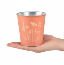daiktų Abrikosų spalvos metalinis gėlių vazonas Ø11,5 cm, aukštis 11,5 cm