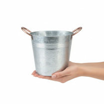 daiktų Metalinis gėlių vazonas su rankenomis, dekoratyvinis kibiras, Ø21cm, aukštis19.5cm