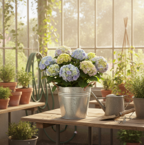 daiktų Metalinis gėlių vazonas su rankenomis, dekoratyvinis kibiras, Ø16cm, aukštis15cm