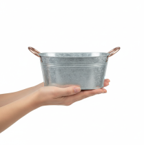 daiktų Gėlių dubuo su rankenėlėmis, dekoratyvinis dubuo, metalinis, 17,5 × 12 × 9 cm