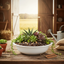 daiktų Metalinis dubuo, baltas, emalio imitacijos, Ø36 cm, aukštis 9,5 cm