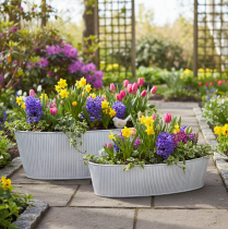 daiktų Ovalus metalinis dubuo baltos ir sidabrinės spalvos, 32,5 cm / 37 cm, 2 vnt. rinkinys.