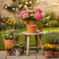 daiktų Dekoratyvinis metalinis kibiras/vazonas, oranžinės-rudos spalvos, Ø22 cm, aukštis21,5 cm, 6 l