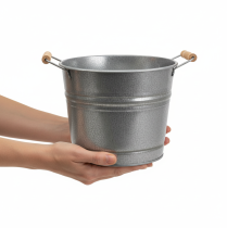 daiktų Vintažinis dekoratyvinis metalinis kibirinis vazonas-vazonas, Ø22cm, aukštis20cm