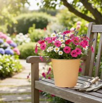 daiktų Metalinis vazonas, pastelinės oranžinės spalvos, Ø13,5 cm, aukštis 12,5 cm