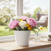 daiktų Metalinis vazonas, pastelinės baltos spalvos, Ø16 cm, aukštis 14 cm