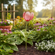 daiktų Stiklinis tulpių sodo kuolas - graži sodo ir balkono puošmena, 94 cm