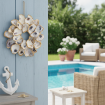daiktų Austrių vainiko kriauklės dekoracija, jūrinis namų aksesuaras, natūrali sienų puošmena, 12 cm