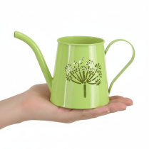 daiktų Dekoratyvinė metalinė laistytuvė, kiaulpienės rašto, žalia, 12 cm aukščio, 2 dalys, dekoratyvinė vaza, shabby chic stiliaus
