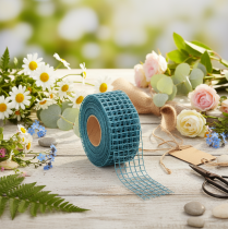 daiktų Dekoratyvinė juostelė, tinklelio formos juostelė, 4,5 cm pločio, mėlyna, rankdarbių projektams, 10 m