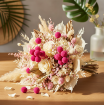 daiktų Craspedia džiovintų gėlių puokštė floristikai, 55 cm, 20 vnt.