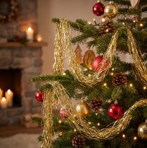 daiktų Tinsel Golden Kalėdų eglutės puošmena Kalėdinė puošmena 50cm