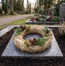 daiktų Šiaudinis vainikas Ø18cm - 10 natūralaus audinio - Advento vainikas, kapo vainikas, rankdarbių medžiaga