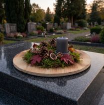 daiktų Dekoratyvinė medinė diskinė liepsna padėkliukas kaimiška fanera Ø24cm