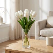 daiktų Baltos tulpės Dekoracija Real Touch Dirbtinės gėlės Pavasaris 49cm 5 vnt