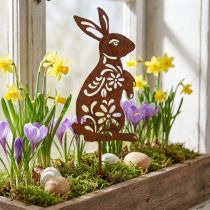 daiktų Sodo kuolas Rust Bunny gėlių raštas Sodo puošmena Velykų 9×15cm