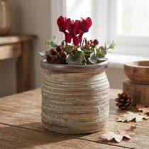 daiktų Keraminė vazoninė dekoratyvinė vaza metalinė pilka ruda 14×14cm