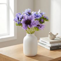 daiktų Dirbtinių gėlių puokštė: Anemone, Windflower, mėlyna, violetinė, I28cm